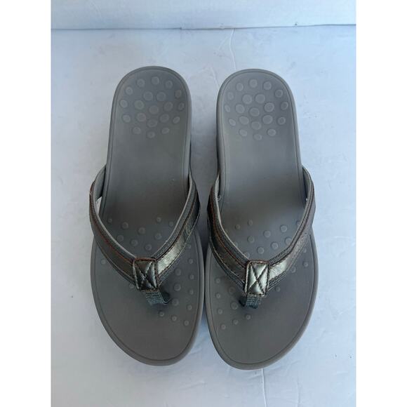 Vionic Tide II Comfort Flat Gray Thong Straps Flip Flop Sandals Size 10 - Picture 4 of 10